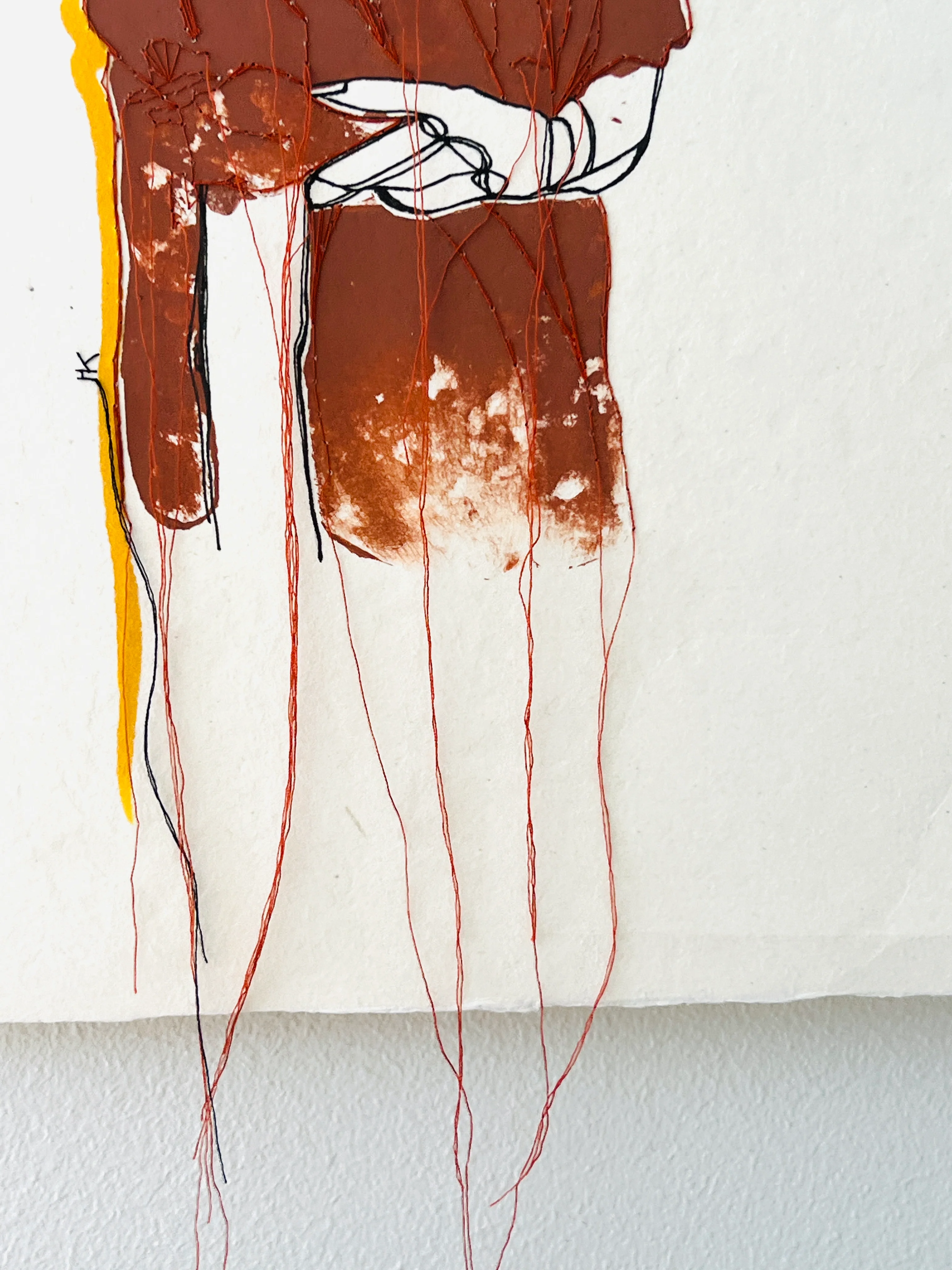 Feel III, original embroidery & colour on aquarelle paper - Image 5